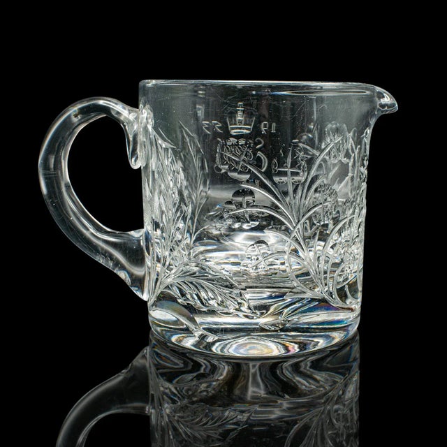 1950s Vintage Queen Elizabeth II Coronation Jug, English, Glass, Cordial Pitcher, 1953 For Sale - Image 5 of 11