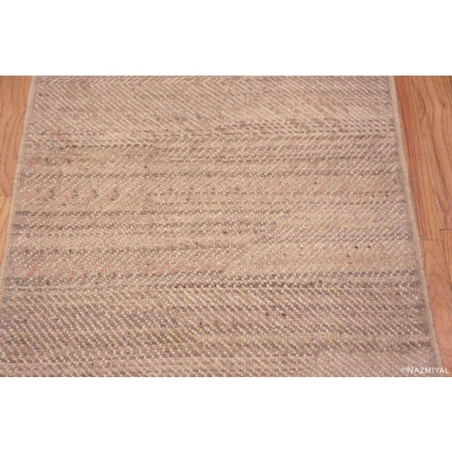 Nazmiyal Collection Tribal Geometric Neutral Grey Modern Runner Rug For Sale - Image 4 of 4