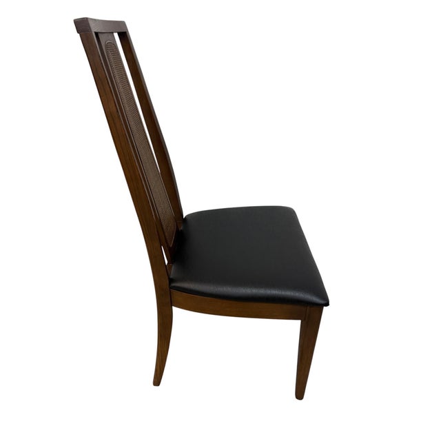 Black Mid-Century Modern Walnut Cane Back Dining Chairs - Set of 6 For Sale - Image 8 of 9
