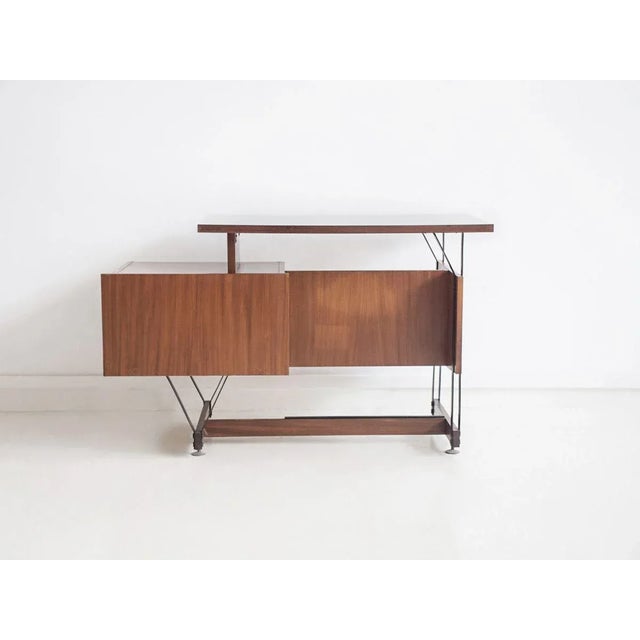 Wooden Writing Desk with Metal Structure, Italy, 1960s For Sale - Image 13 of 16