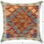A lattice of small orange and blue diamonds covers a cream ground with teal trim. The all-over pattern adds texture and...