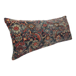 Decorative Antique Rug Pillow – Authentic Handwoven Wool Cushion 16" X 36" For Sale