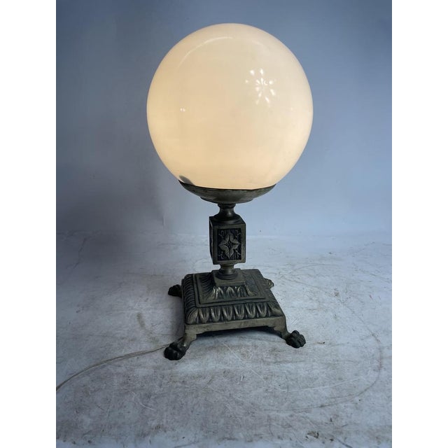 1950s Antique Glass and Metal Sphere Lamp, 1950s For Sale - Image 5 of 9