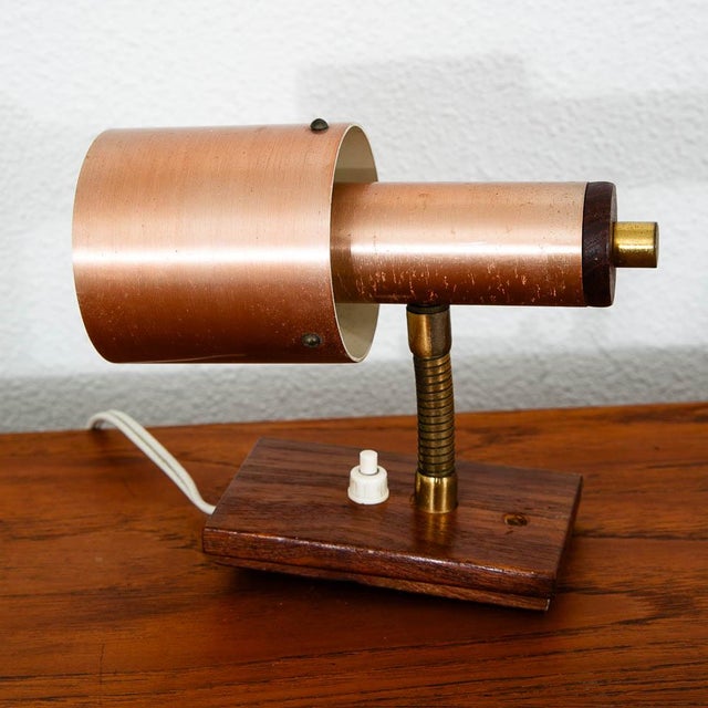 Copper Mid Century Modern Wall Sconce Lamp Lighting Rosewood Copper Denmark MCM For Sale - Image 8 of 10