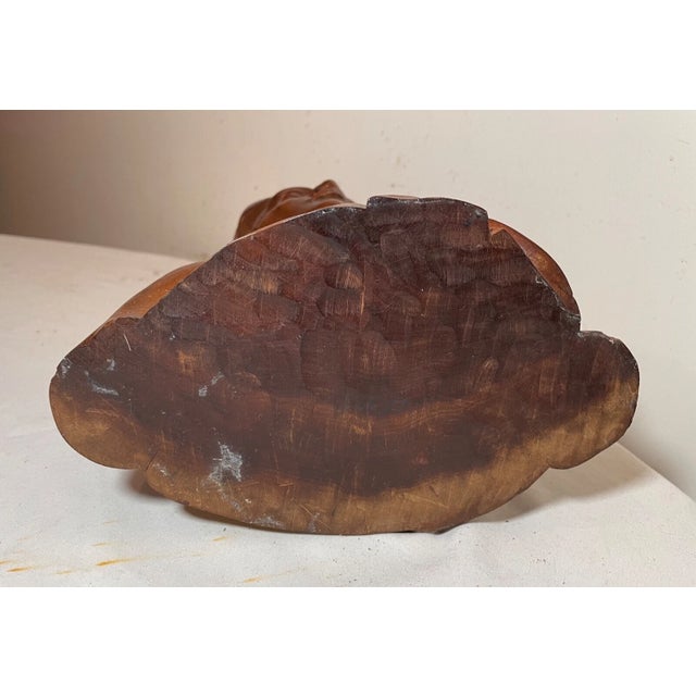 1940s Carved Wood Balinese Indonesian Man Sword Bust Sculpture Letter Opener For Sale - Image 12 of 13