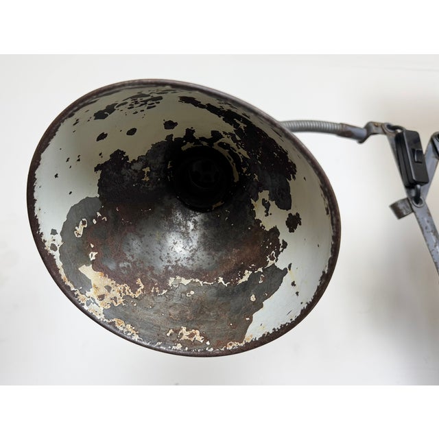 Gray Industrial Grey Scissor Wall Lamp from Elektroinstala, 1960s For Sale - Image 8 of 18