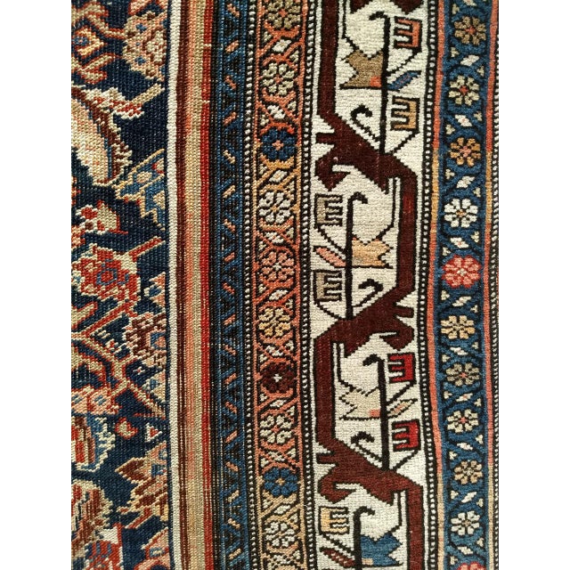 Textile Vintage Persian Bidjar Wide Runner, Hand-Knotted Wool, Geometric Medallion Pattern, Navy & Ivory, 4x14 For Sale - Image 7 of 18