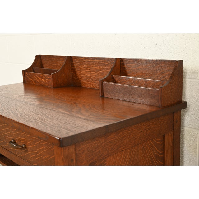 Brown Early Gustav Stickley Mission Oak Arts & Crafts Writing Desk, Circa 1904 For Sale - Image 8 of 15