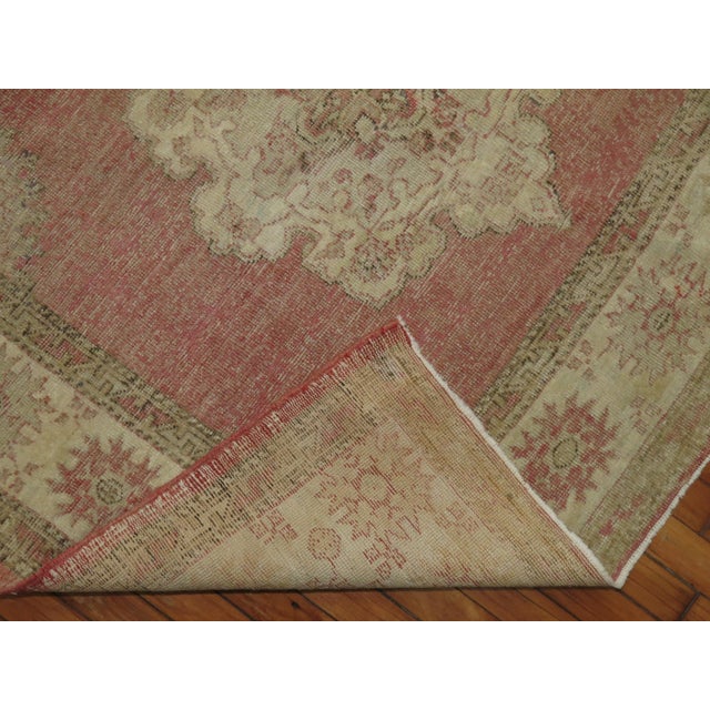 Asian Antique Vintage Soft Red Turkish Oushak Gallery Size Rug - 5' x 13'1" For Sale - Image 3 of 12