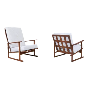 1960s Danish Modern Walnut Lounge Chairs by Ib Kofod Larsen for Selig - a Pair