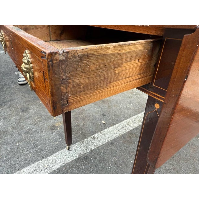 Antique George III Mahogany Inlaid Pembroke Table With 1 Drawer For Sale - Image 10 of 12