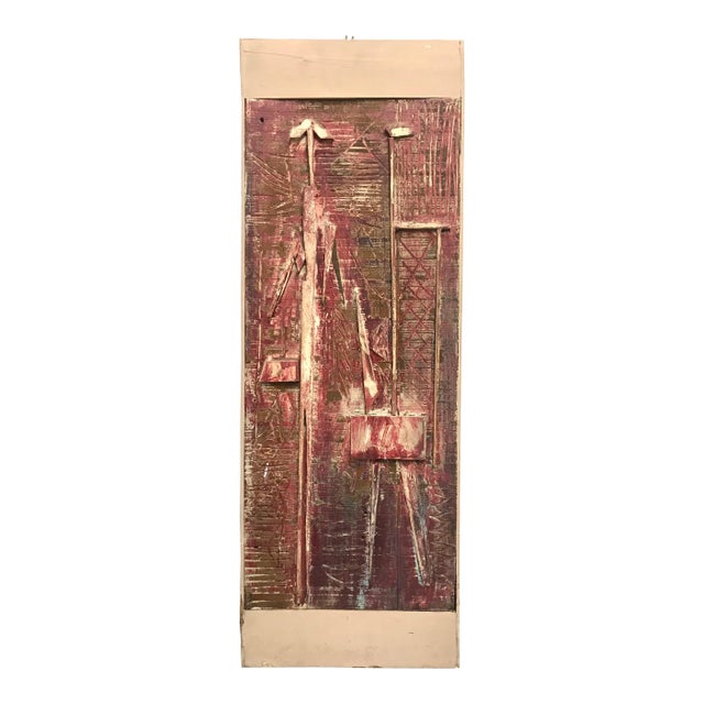 1950s Brutalist Assemblage Figural Abstract Painting For Sale