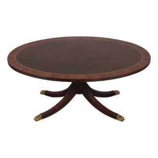 Henkel Harris Oval Elliptical Mahogany Inlaid Coffee Table For Sale