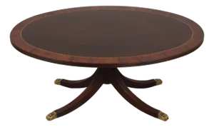 Henkel Harris Oval Elliptical Mahogany Inlaid Coffee Table