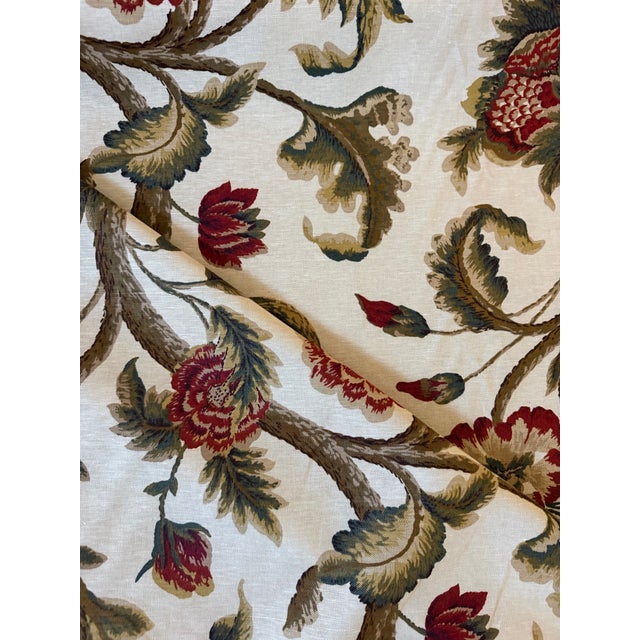 Schumacher Fabric 2639312 | Jacobean Printed Crewel, Burnish Sage - Schumacher Fabric 3 1/4 Yards For Sale In Raleigh - Image 6 of 7