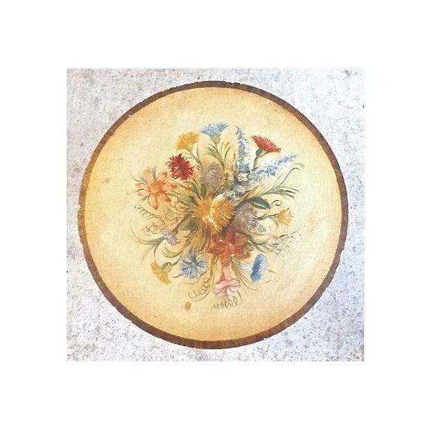 Vintage Italian Hand-Painted Floral Footstool For Sale - Image 5 of 5