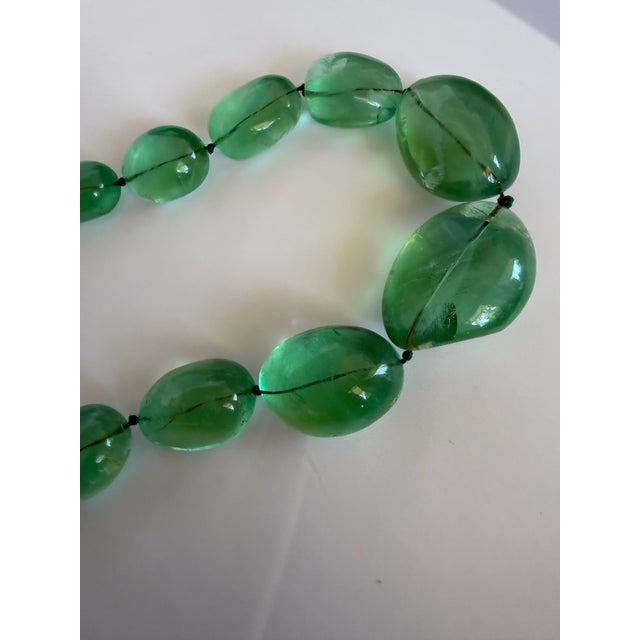 Gemstone Gemstone Fluorite Bead Necklace Tumble Large Smooth Green Polished Nugget Adjustable Length For Sale - Image 7 of 18