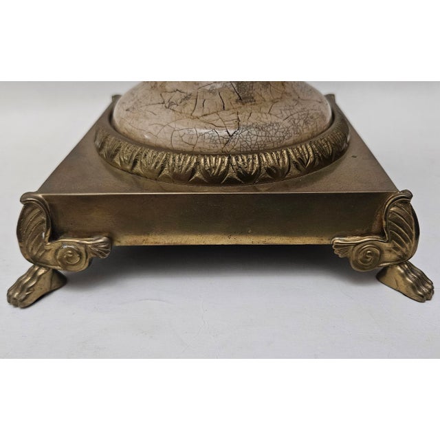 1970s Decorative Crafts Inc. Crackle Glaze With Bronze Vase For Sale - Image 14 of 18