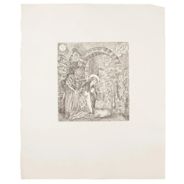 Cave of Bethlehem is an original etching on paper realized by Gian Paolo Berto, in 1976. Good conditions. Hand-signed and...