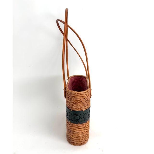 Brown Handwoven Vintage Lomboc Rattan Basket Bag For Sale - Image 8 of 10