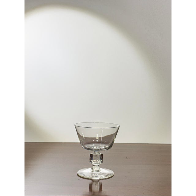 Mid-Century Modern Square Cube Stem Glass Champagne Coupe or Sherbet Glasses For Sale - Image 3 of 3