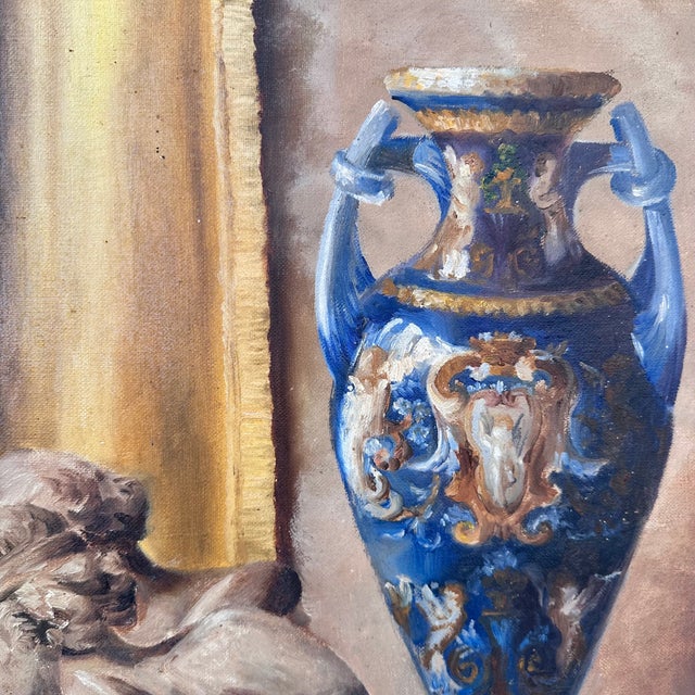 Solange Devienne, Still Life with Roses and Vase, 20th Century, Oil Painting on Canvas, Framed For Sale - Image 7 of 18