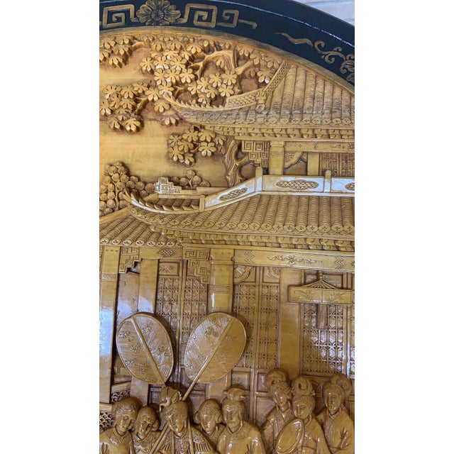 Wood Vintage Asian Carved Ornate Tea/Coffee Table With 5 Nesting Stools For Sale - Image 7 of 10