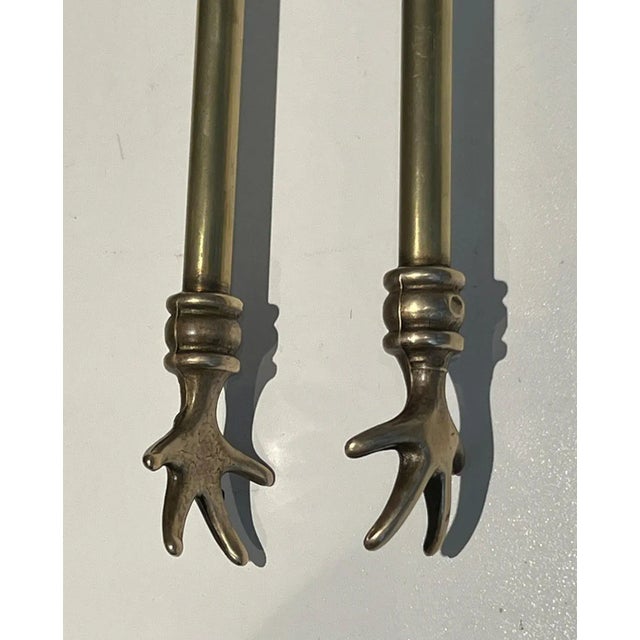 Neoclassical Brass Fireplace Tools - 5 Pieces For Sale - Image 3 of 13