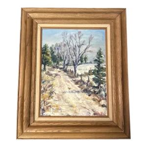 1970’s Original Contemporary Impressionist Snowy Landscape Painting