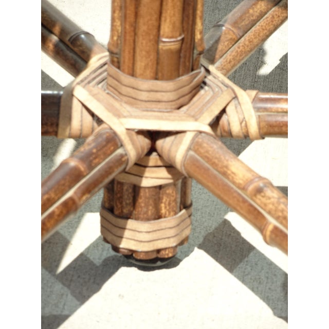 Vintage McGuire Organic Modern Bamboo Rattan Round Dining Table W Leather Straps For Sale - Image 13 of 16