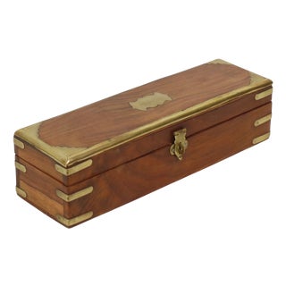 Anglo-Indian Hardwood Pen Box in Brass For Sale