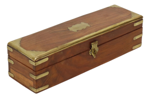 Anglo-Indian Hardwood Pen Box in Brass
