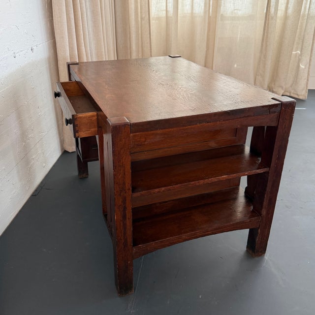 Stickley Brothers Style Arts & Crafts Double-Sided Desk With Bookshelves For Sale In New York - Image 6 of 9