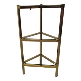 Vintage Gilded Metal Corner Shelf, 1970s For Sale