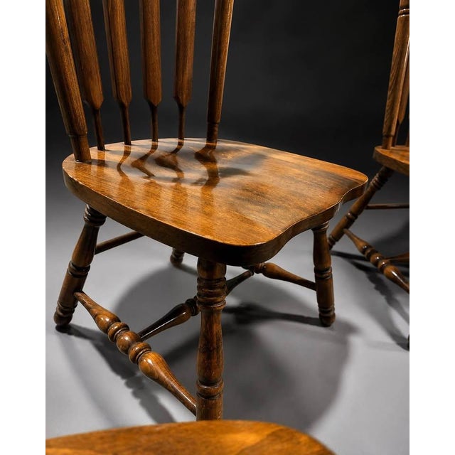 Set of 6 Vintage Windsor Style Farmhouse Wood Dining Chairs For Sale In Miami - Image 6 of 10