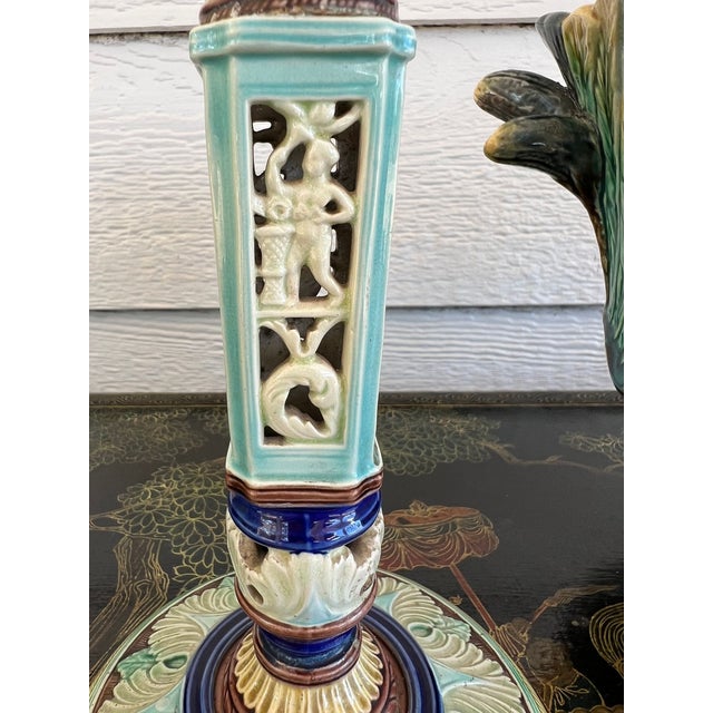 Antique English Wedgwood Majolica Candlestick Candle Holder Cinque Cento C1876 For Sale - Image 11 of 18