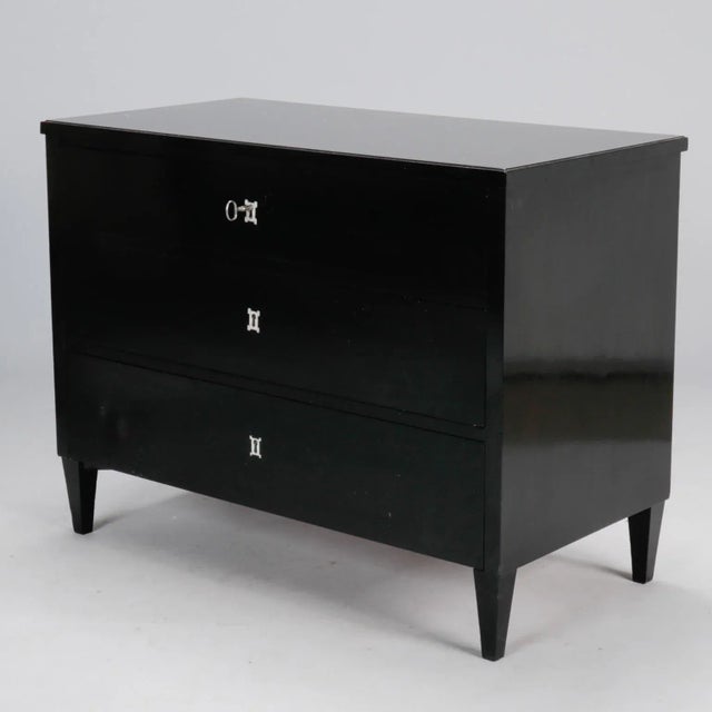 Three Drawer Ebonised Chest For Sale - Image 9 of 10