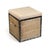Faye Burlap/Oak Tufted Top Storage Cube For Sale - Image 4 of 5