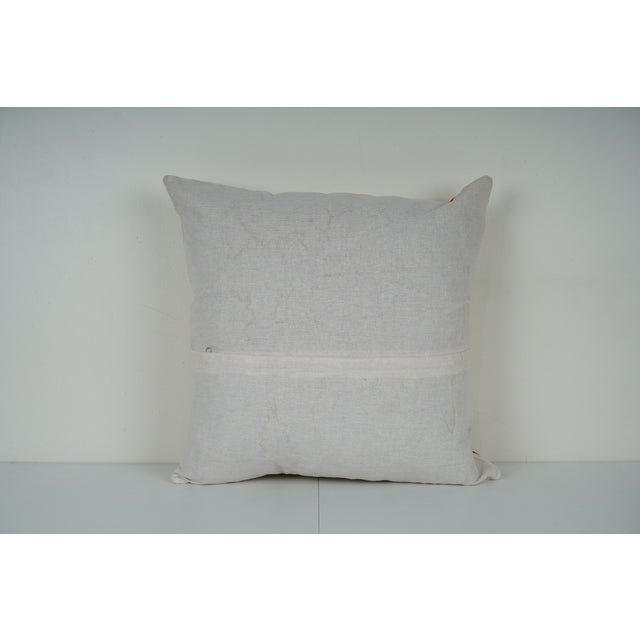 1990s Dog Pattern Suzani Cushion – Boho Nursery & Kids Room Decor 19'' X 19'' For Sale - Image 5 of 5