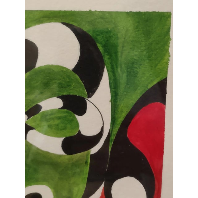 "Black & White Swirl 1" ~ Contemporary Acrylic Painting on Paper, Framed With Glass For Sale In Orlando - Image 6 of 7
