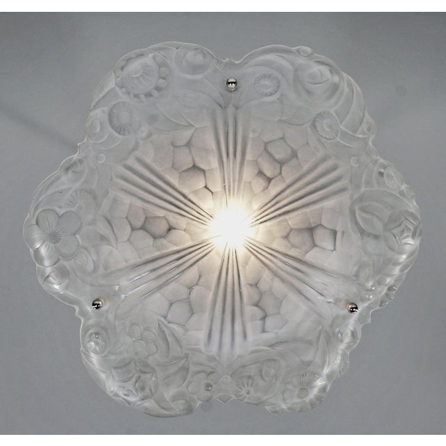 1920s Huge French Art Deco Pendant Light by Degue 1930 France For Sale - Image 5 of 11