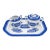 Vintage Mid-Century Modern Spode Fitzhugh Blue Creamer Lidded Sugar Bowl Tray - 3 pcs For Sale