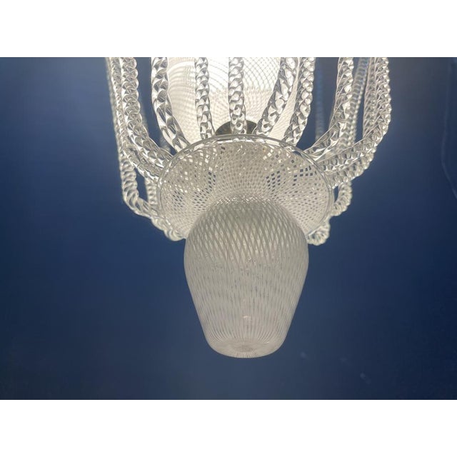 Reticello Murano Glass Pendant Light, Italy, 1940s For Sale - Image 6 of 18