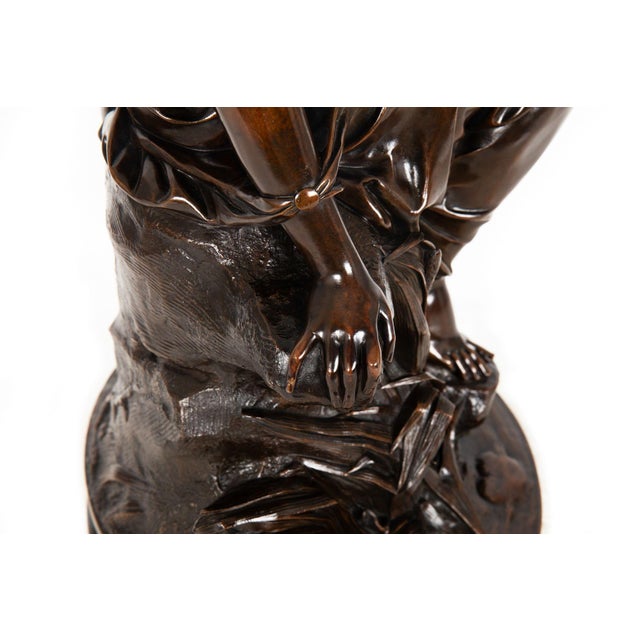 French Bronze Sculpture “La Fil De La Vierge” by Pierre-Emile Hebert Ca. 1880 For Sale - Image 10 of 18