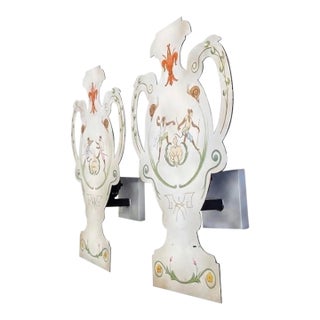 Vintage Hand-Painted Urn-Form Wall Sconces - a Pair For Sale