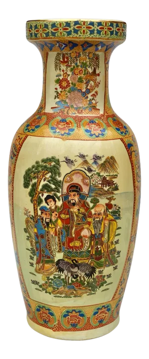 Vintage Chinese Porcelain Immortals Figural Motif Flared Vase