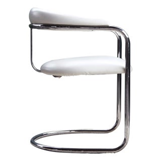 Vintage Anton Lorenz for Thonet "Ss33" Armchair in White + Chrome For Sale