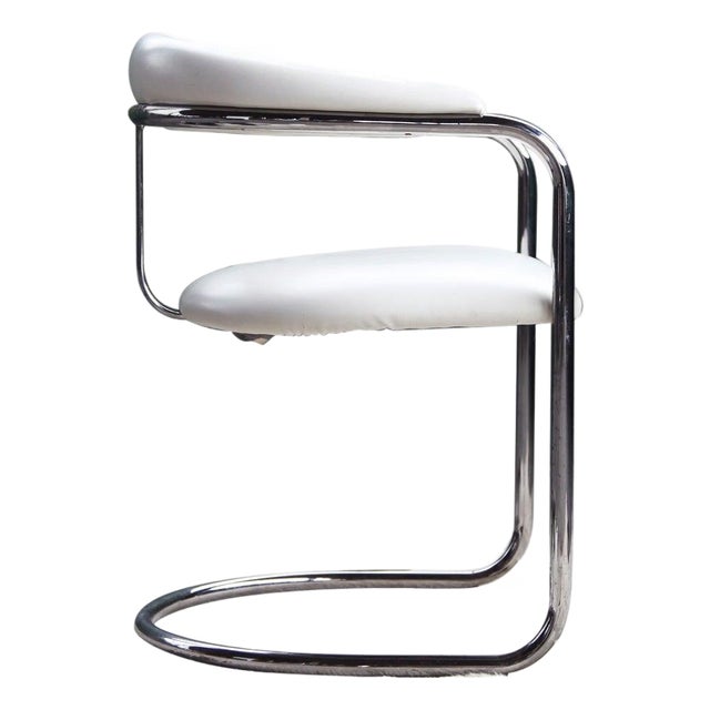 Vintage Anton Lorenz for Thonet "Ss33" Armchair in White + Chrome For Sale