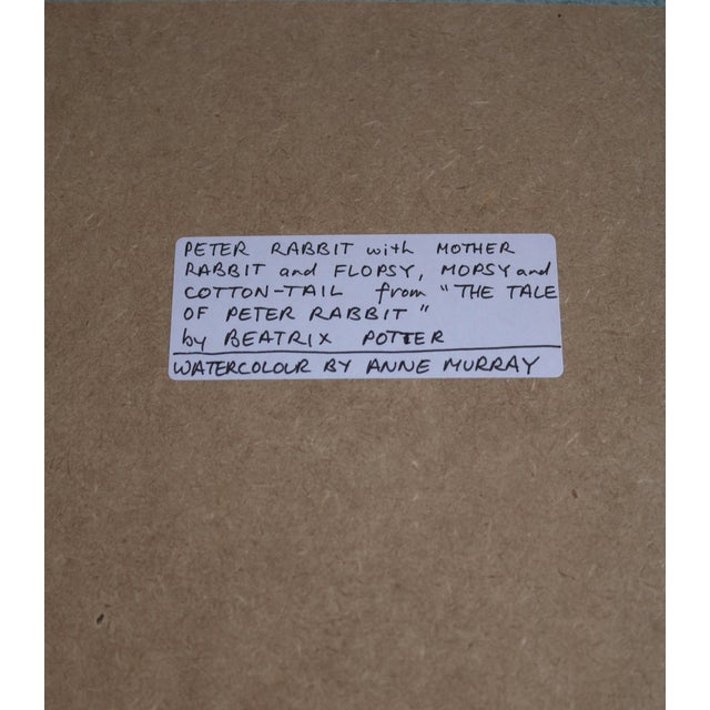 English Late 20th Century Peter Rabbit Takes Camomile Tea for Bed Original Watercolor by Anne Murray For Sale - Image 3 of 3