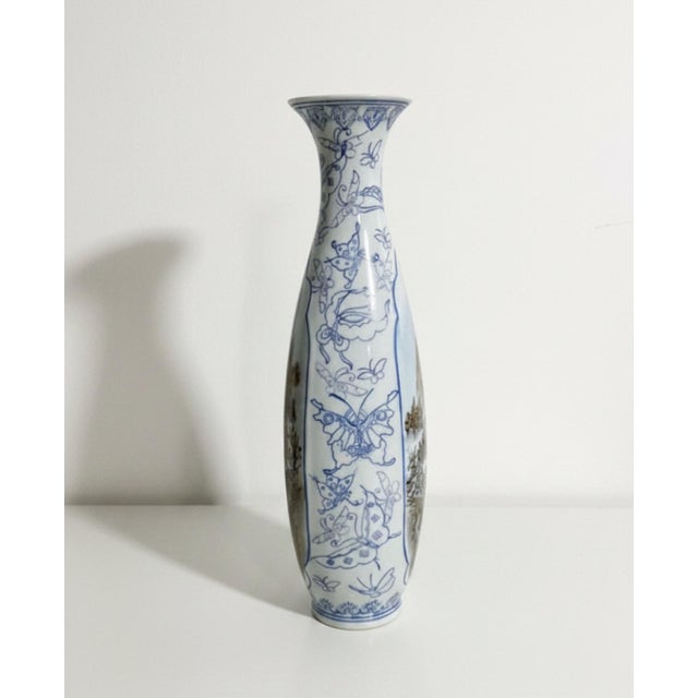 Vintage Jingdezhen Chinese Eggshell Porcelain Landscape & Butterfly Vase With Box For Sale In Greensboro - Image 6 of 10